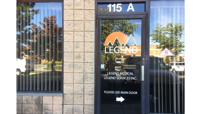 New glass door graphics for Legend Medicals office expansion.