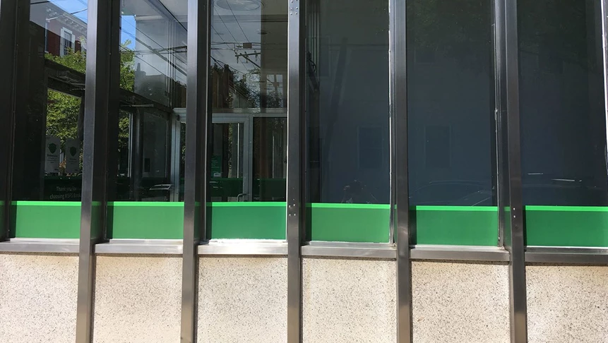 Classic WSFS Bank green stripes for one of their many downtown Philadelphia branches.