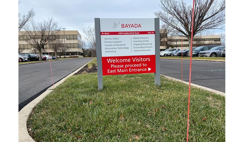 Aluminum post and panel directory sign for BAYADA