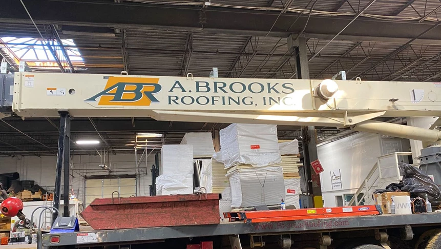 Boom truck graphics for A. Brooks Roofings jib.